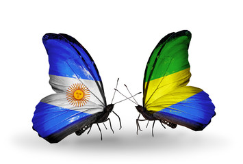 Two butterflies with flags Argentina and Gabon