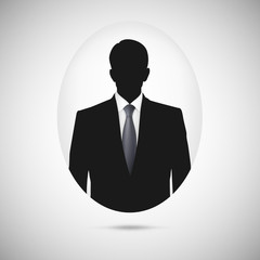 Male person silhouette. Profile picture whith tie.