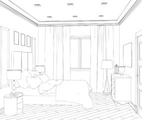 Modern interior hand drawing