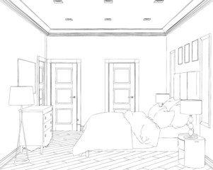 Modern interior hand drawing