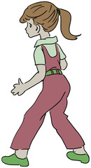 Girl in pink overalls