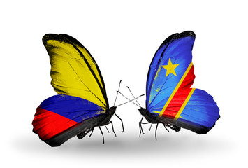 Two butterflies with flags  Columbia and Kongo
