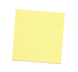 Blank yellow sticky note on white background