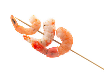Grilled shrimps on a stick.