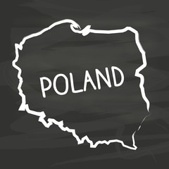 polska, mapa, kontur