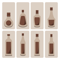 Vector set of alcohol bottle on isolated background