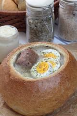 Soup made from fermented rye flour.