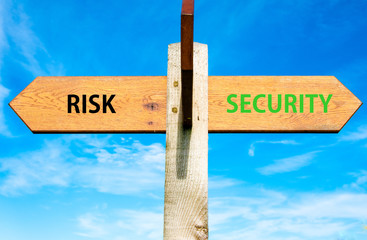 Fototapeta premium Risk versus Security messages, Lifestyle change conceptual image