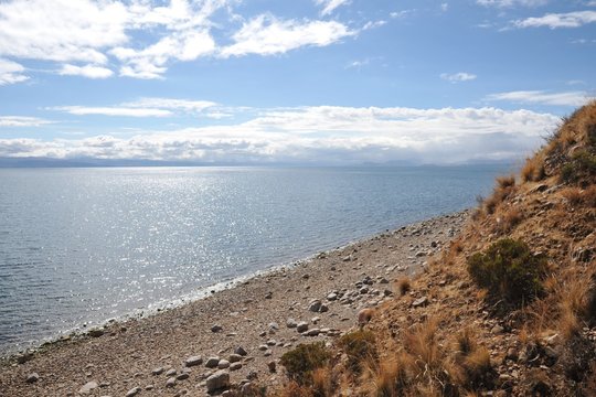 Island of the moon is located on lake Titicaca.