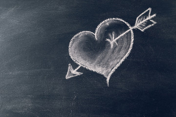 Hand drawn heart on chalkboard