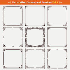 Decorative frames and borders set 5 vector