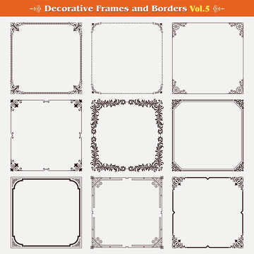 Decorative frames and borders set 5 vector