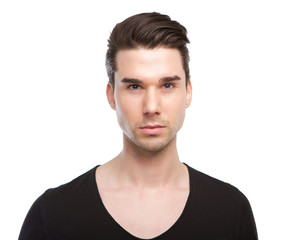 Close up portrait of a handsome male fashion model