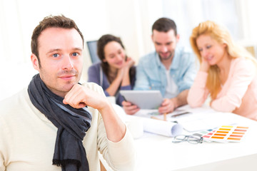Fototapeta premium Portrait of an architect student during meeting