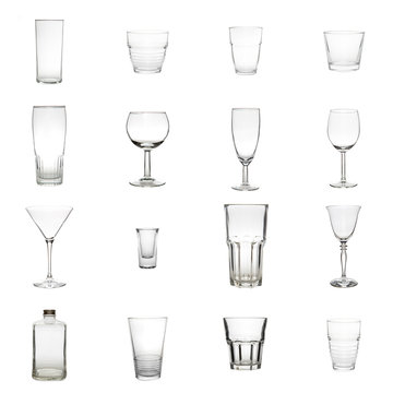Collection of Glasses isolated on a white background