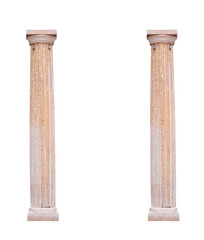 Two architectural columns on a white background