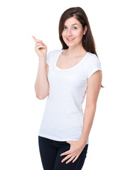 Woman with finger point up