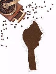 Coffee powder in the shape of Benin and a coffee mill.(series)