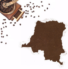 Coffee powder in the shape of Democratic Republic of the Congo a