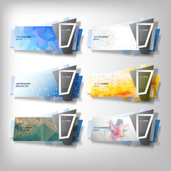 Big Infographic banners set, origami styled vector
