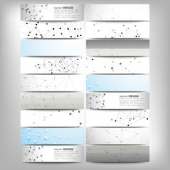 Big banners set, science backgrounds, molecule and communication