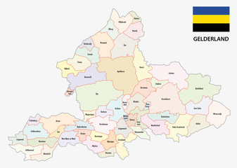 province gelderland map with flag