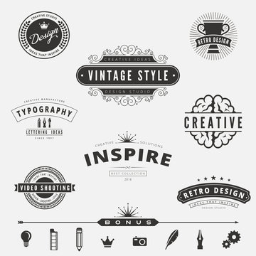 Retro Vintage Labels Logo design vector typography