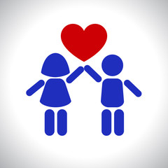 Children are holding heart. Vector illustration