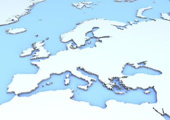 Cartina Europa in rilievo, 3d 