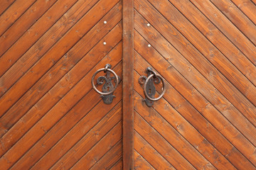 Brown planks of wooden gate texture