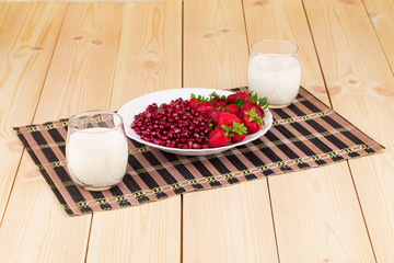 Fresh milk and strawberry