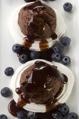 chocolate ice cream with blueberries