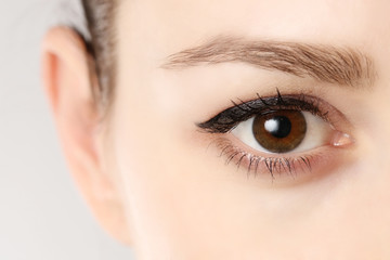 Close up view of a brown woman eye