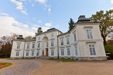 Fototapeta na wymiar Myslewicki Palace (1779) in Royal Baths Park of Warsaw, Poland