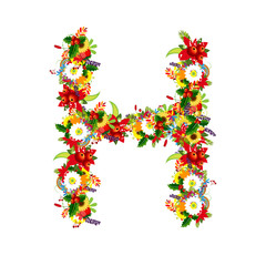 Floral letter H for your design