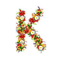 Floral letter K for your design