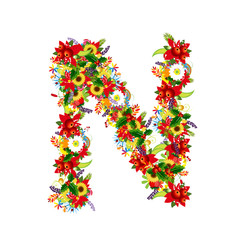 Floral letter N for your design