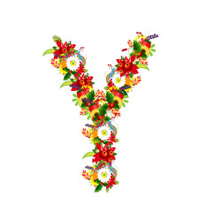Floral letter Y for your design