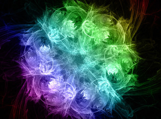 Shiny colorful fractal mandala, digital artwork