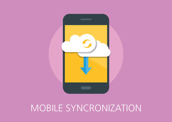 mobile syncronization concept flat icon