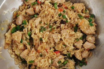 Nasi Goreng Wok Gericht mit Paprika Reis Fleisch