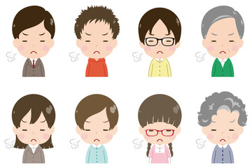 人物　顔　セット　鼻息