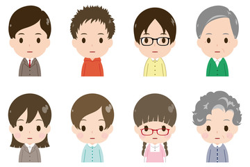 人物　顔　セット　無表情