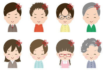 人物　顔　セット　笑顔で怒る