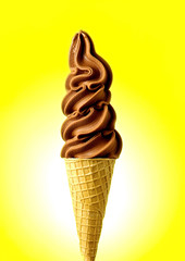 Chocolate flavor soft ice cream cone 4