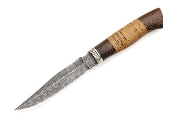 Hunting knife damask steel texture isolated