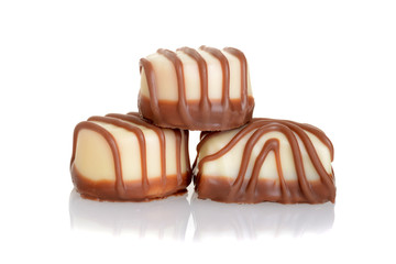 white and milk chocolate candies