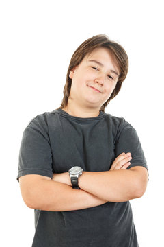 chubby kid or boy smiling and confidently posing