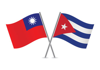 Cuban and Taiwanese flags. Vector illustration.