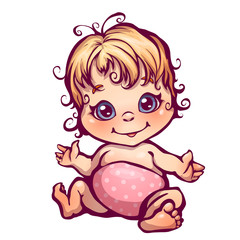 Vector illustration of little baby girl